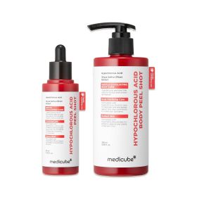 medicube Hypochlorous Acid Peel Shot Duo for Face & Body: Hypochlorous Acid Facial & Body Peel Shot | Exfoliating Serum Set with Rice Extract